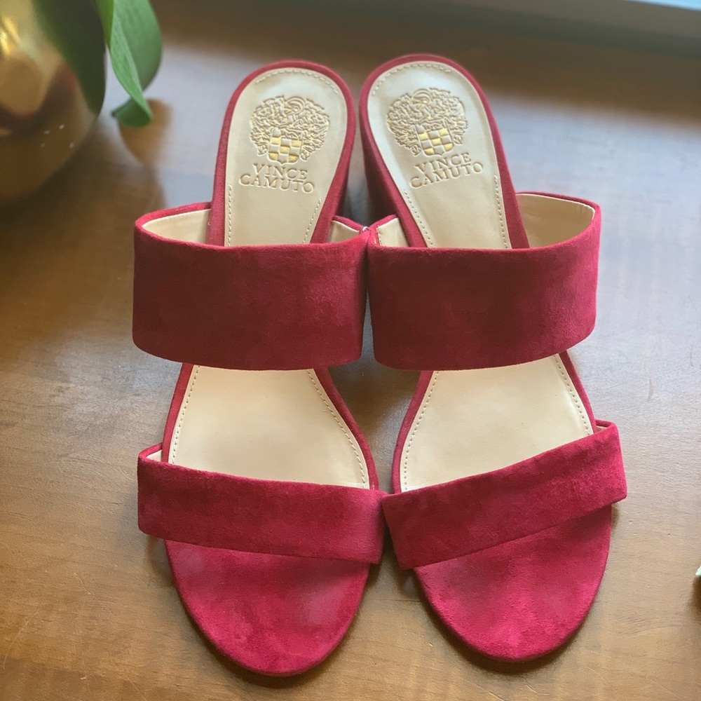 Vince Camuto Suede Block-Heel Slide Sandal